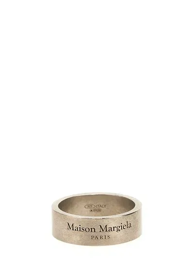 Maison Margiela Logo Ring In Palladio Burattato