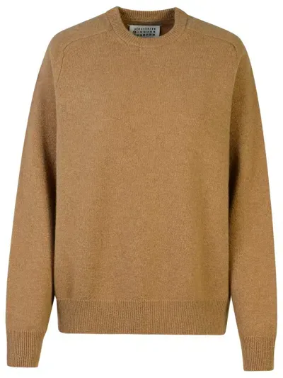 Maison Margiela Long Sleeved Crewneck Jumper In Brown