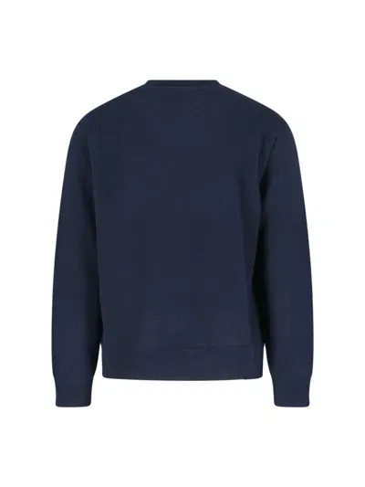 Maison Margiela Long Sleeved Crewneck Jumper In Navy