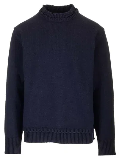 Maison Margiela Long-sleeved Crewneck Sweater In Blue