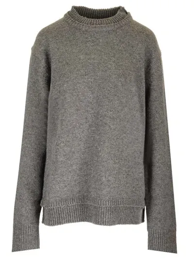 Maison Margiela Long-sleeved Crewneck Sweater In Grey