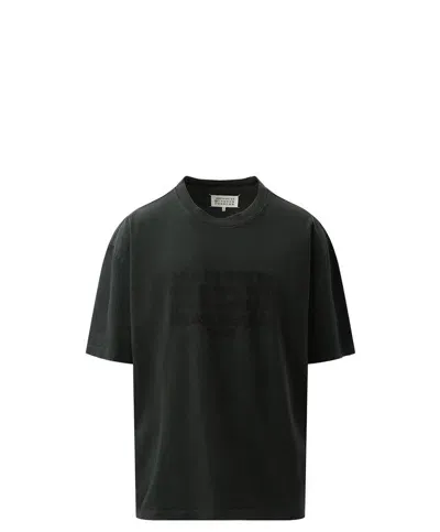 Maison Margiela Memory Of Logo Heavy T-shirt In Washed Black