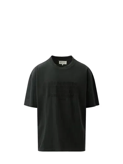 Maison Margiela Memory Of Logo Heavy T-shirt In Washed Black