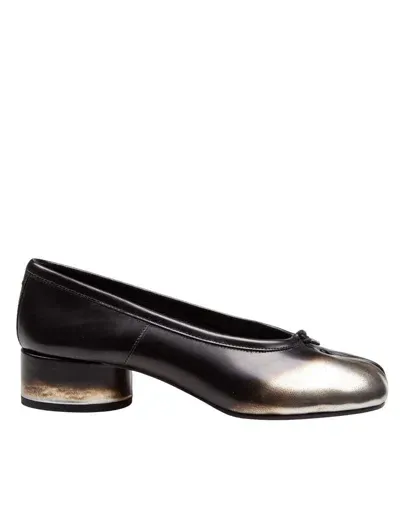 Maison Margiela Metallic Brushed Leather Ballerina Flat In Silver