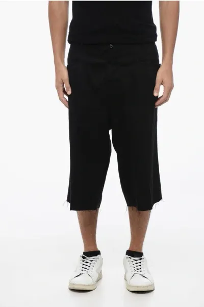 Maison Margiela Mm0 Wool Shorts With Tape Detail And Raw-cut Hem