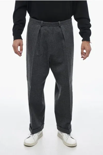 Maison Margiela Mm10 Single-pleated Wool Blend Chinos Pants In Black