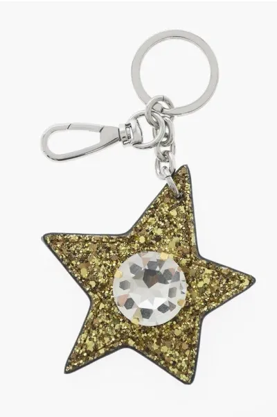 Maison Margiela Mm11 Glitter Star-shaped Keyrings In Metallic