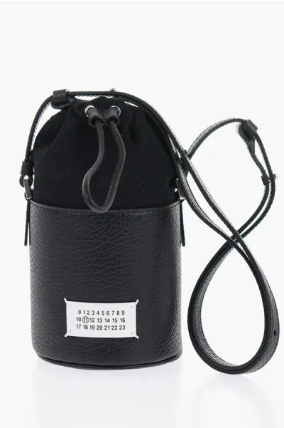 Maison Margiela 5ac Mini Grained Leather Bucket Bag In Black