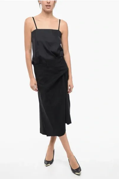 Maison Margiela Mm4 Wool Dress With Asymmetric Skirt In Black