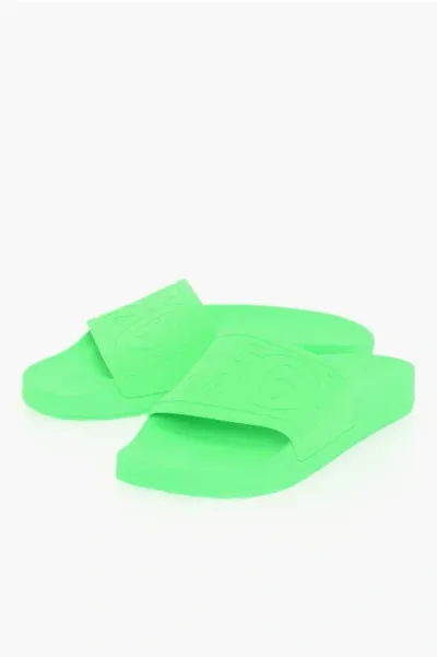 Maison Margiela Mm6 Fluo Effect Solid Color Slides In Green