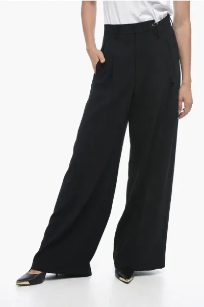 Maison Margiela Mm6 Wide-leg Pleated Pants In Black