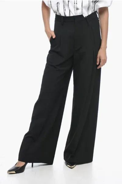 Maison Margiela Mm6 Wide-leg Pleated Pants In Black