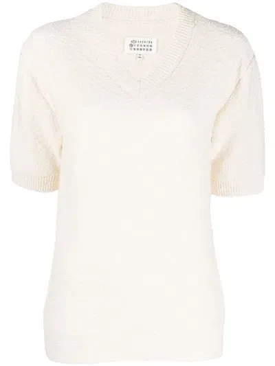 Maison Margiela Textured Knit Top In Neutrals