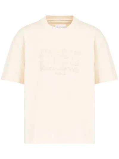 Maison Margiela Logo-embroidered Cotton T-shirt In Neutrals