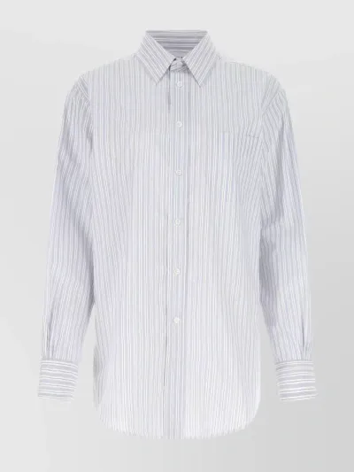 Maison Margiela Oversized Embroidered Cotton Shirt In White