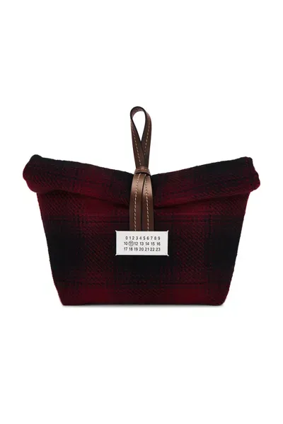 Maison Margiela Paper Clutch Bag In Red & Chestnut