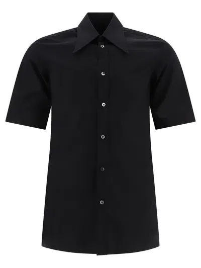 Maison Margiela Pointed Collar Poplin Shirt In Black