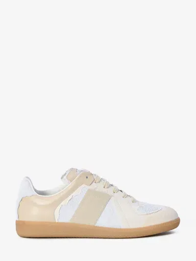 Maison Margiela Replica Inside Out Leather Sneakers In White