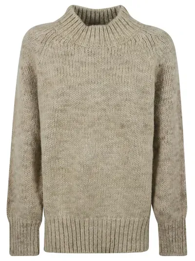 Maison Margiela Rib Trim Knitted Sweater In Military Green