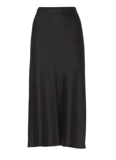 Maison Margiela Satin Midi Skirt In Black