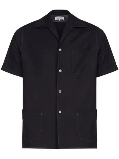 Maison Margiela Short-sleeve Wool Shirt In Black