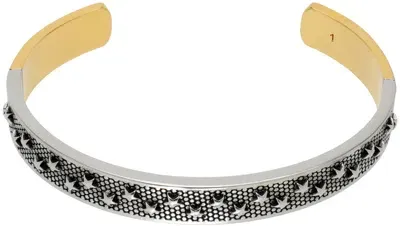 Maison Margiela Silver & Gold Star Cuff Bracelet In 965 Yellow Gold Plat