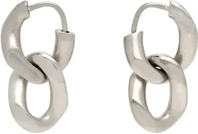 Maison Margiela Silver Curb Chain Earrings In 951 Palladio Buratta