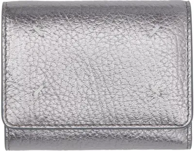 Maison Margiela Silver Four Stitches Wallet In H3809 Metallic Grey