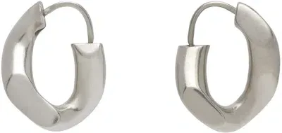 Maison Margiela Silver Hoop Earrings In 951 Palladio Buratat