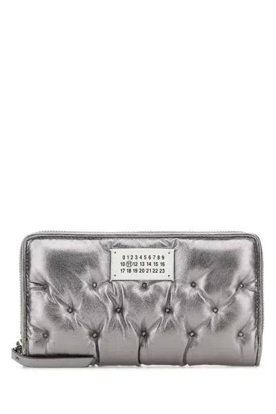 Maison Margiela Silver Leather Glam Slam Wallet In Metallicgrey