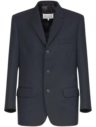 Maison Margiela Single-breasted Wool Blazer In Blue