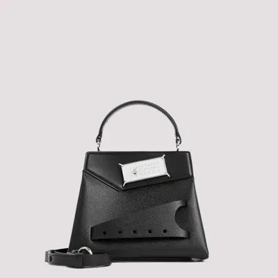 Maison Margiela Small Snatched Grainy Leather Bag In Black