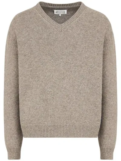 Maison Margiela Speckle-knit Wool Jumper In Neutrals