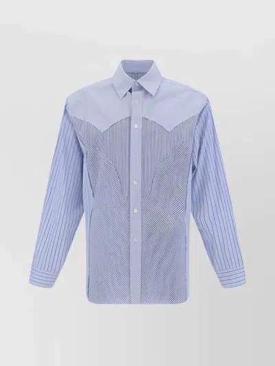 Maison Margiela Striped Shirt With Multi-layered Colorful Panels In Blue