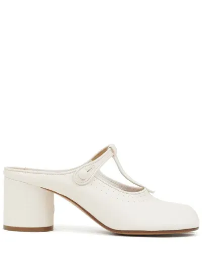 Maison Margiela Tabi 60mm Leather Mules In Marshmallow