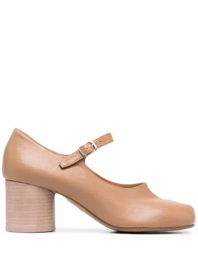 Maison Margiela Tabi 60mm Mary Jane Pumps In Natural