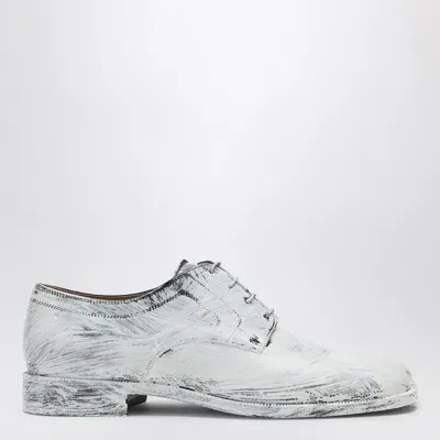 Maison Margiela Tabi Lace-up In White Painted Leather In Black