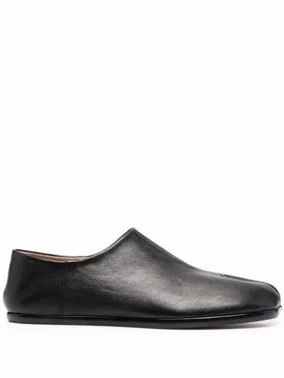 Maison Margiela Tabi Leather Babouche Shoes In Black