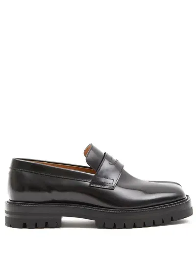 Maison Margiela Tabi Leather Loafers In Black