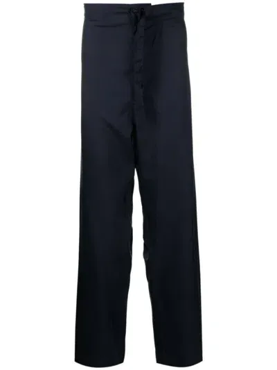 Maison Margiela Tapered-leg Silk Trousers In Blue