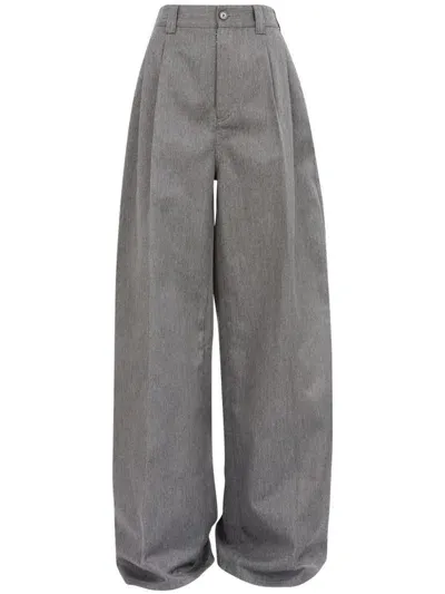 Maison Margiela Pleat-detailed Twill Trousers In Grey