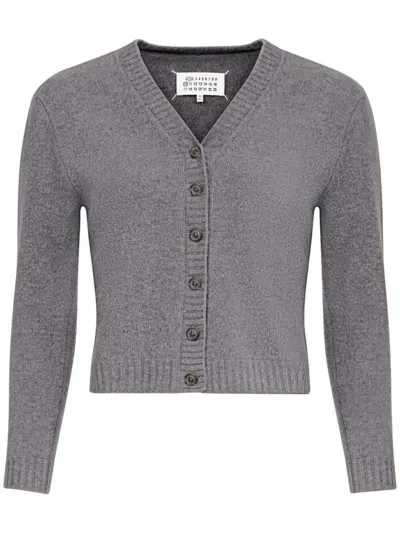 Maison Margiela V-neck Wool Cardigan In Grey