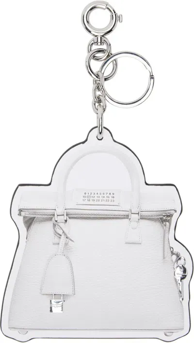 Maison Margiela White 5ac Classique Bag Charm In Ha600 Grey/metallize