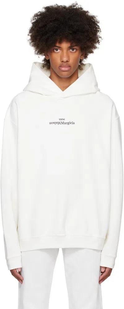 Maison Margiela Logo Embroidered Hoodie In White