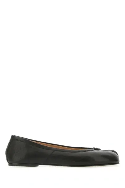 Maison Margiela Tabi Ballerina In Black Leather