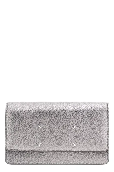 Maison Margiela Women 'four Stitches' Wallet On Chain In Silver