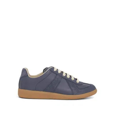 Maison Margiela Replica Leather Sneakers In Blue