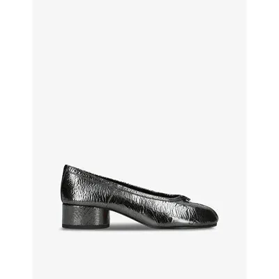 Maison Margiela Womens Gunmetal Tabi Ballerina Split-toe Patent-leather Heeled Courts