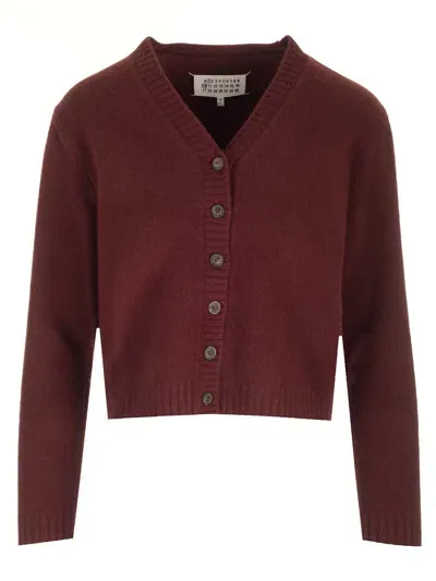 Maison Margiela Wool Cardigan In Red