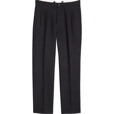 Maison Margiela Wool Herringbone Pleated Pants In Black